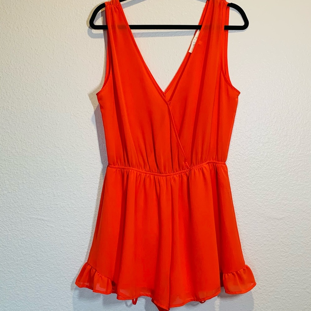 Astr Vibrant Orange Romper